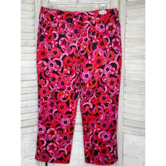 Madison Studio Pink & Red MOD Print Pants Size 10 - Picture 2 of 6